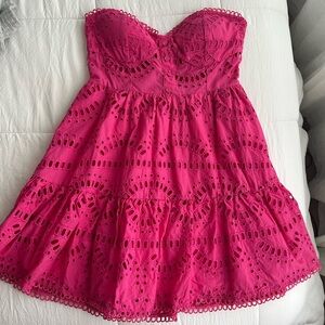Hot Pink Eyelet Mini Dress